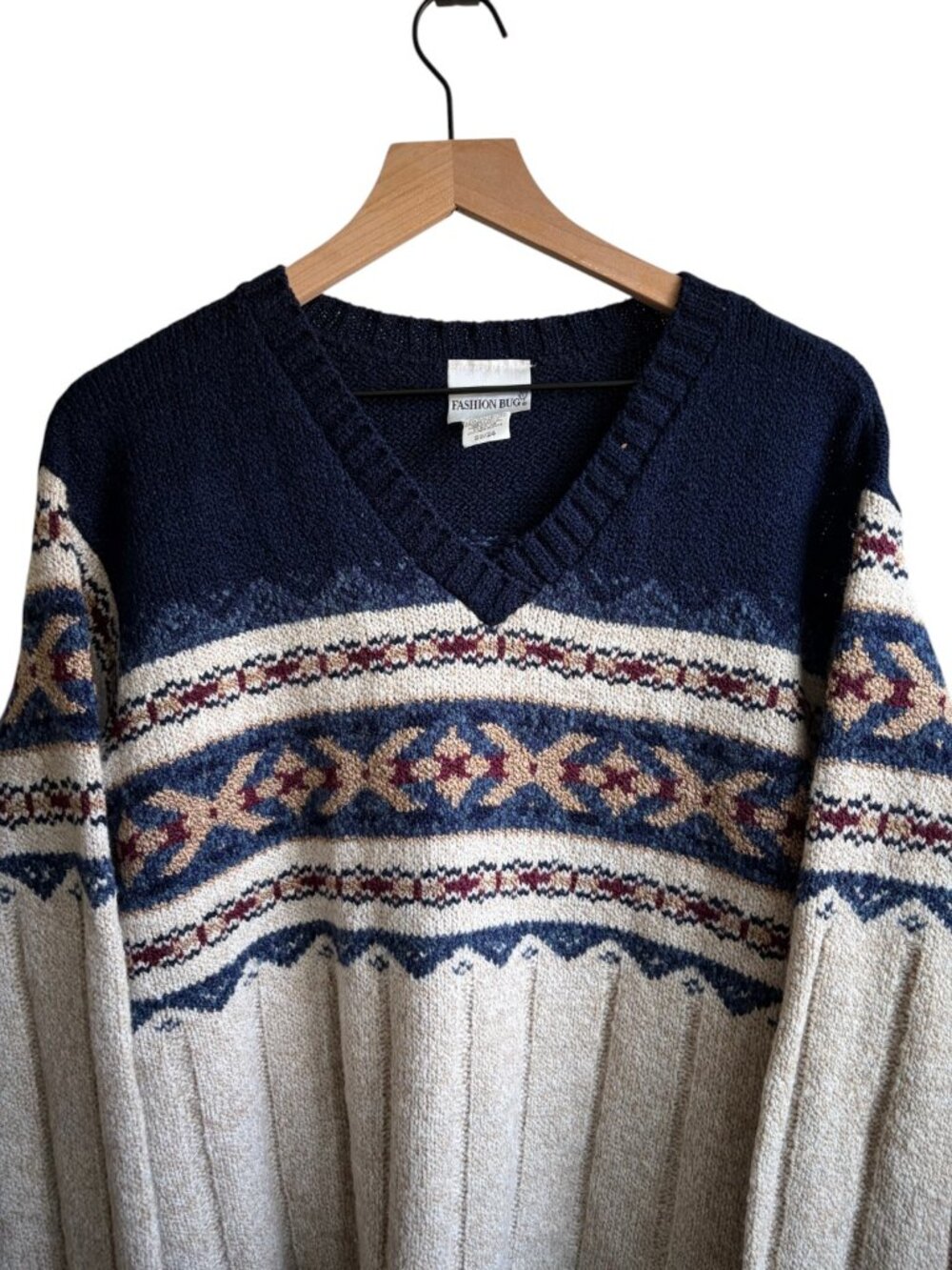 Vintage Fair Isle V Neck Sweater Size 22/24 women's Plus